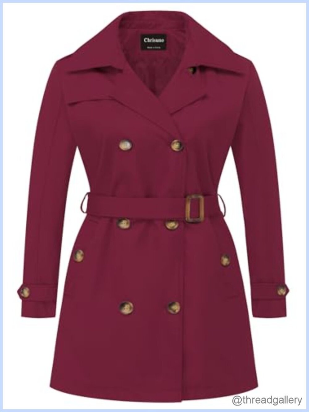 Women's Plus Size Double Breasted Trench Coat Mid-Length Belted Overcoat with